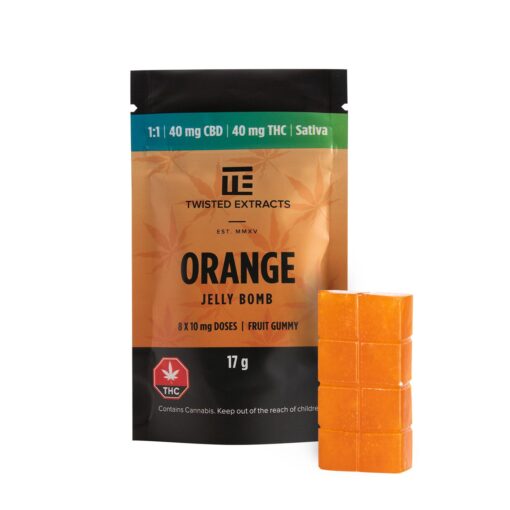 CBD/THC Jelly Bomb (Orange) – Twisted Extracts – 40mg THC / 40mg CBD