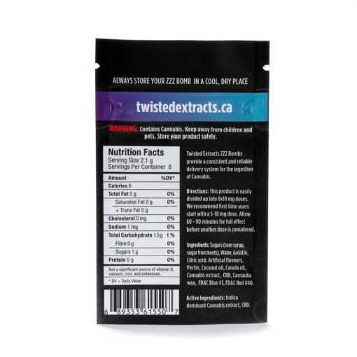 CBD/THC ZZZ Bomb (Black Cherry) – Twisted Extracts – 40mg THC / 40mg CBD - Image 2
